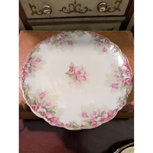 J&C Malmaison Germany Antique Pink Rose Floral Scalloped Gold Trim 7 Inch Plate